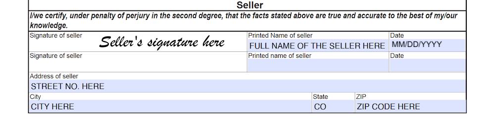 Photo of Bill of Sale for Purged Colorado Record section