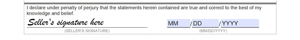 Photo of Louisiana Bill of Sale Form section