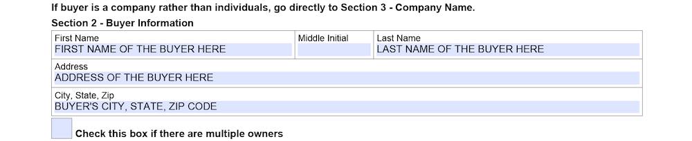Photo of Arkansas Bill of Sale Form section