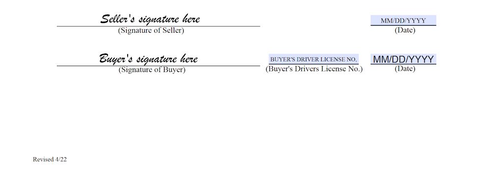 Photo of Delaware Vehicle Transfer Notification Form section
