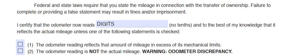 Photo of Hawaii Bill of Sale Form section