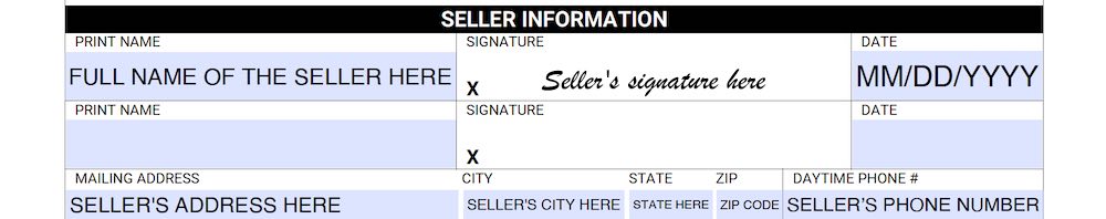 Photo of Iowa Bill of Sale Form section