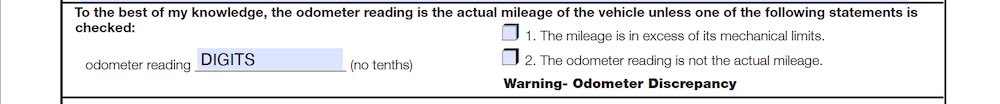 Photo of Maryland Bill of Sale Form section