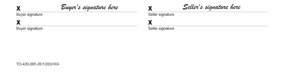 Washington Bill of Sale Form section