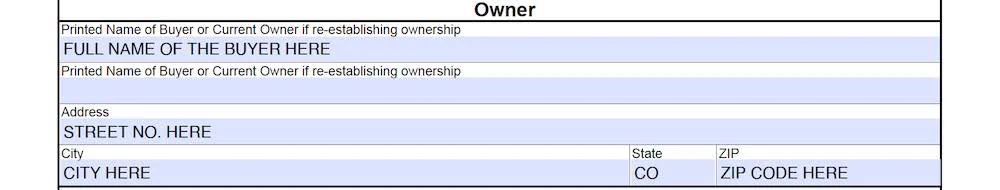 Photo of Bill of Sale for Purged Colorado Record section