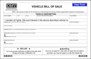Oregon Bill of Sale Form 501