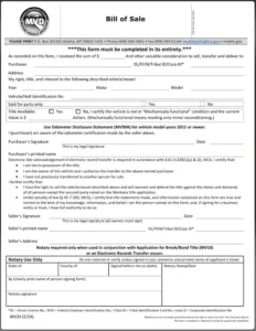 Montana Bill of Sale Form