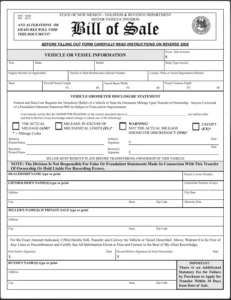 New Mexico Bill of Sale Form MVD 10009