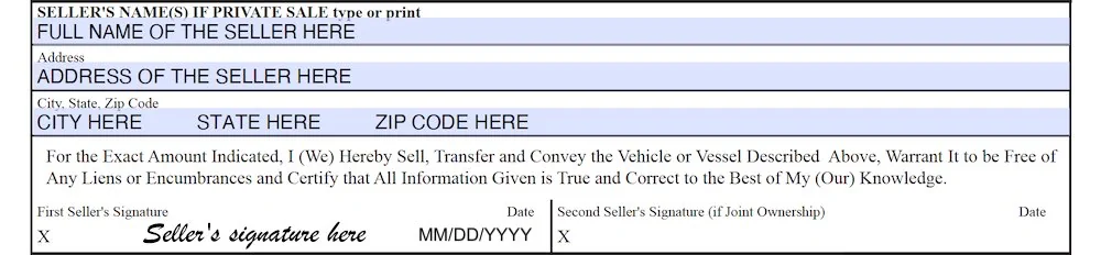 New Mexico Bill of Sale Form section