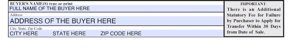 New Mexico Bill of Sale Form section