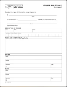 New York Bill of Sale Form