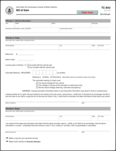 Utah Bill of Sale Form