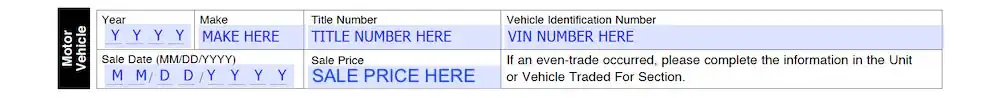 Missouri Bill of Sale Form section