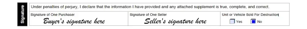 Missouri Bill of Sale Form section